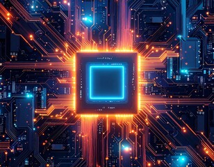 AI Chip and Circuit Pattern Background