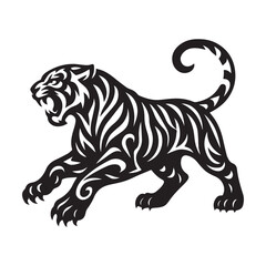 Tribal Tiger Silhouette Vector Artwork