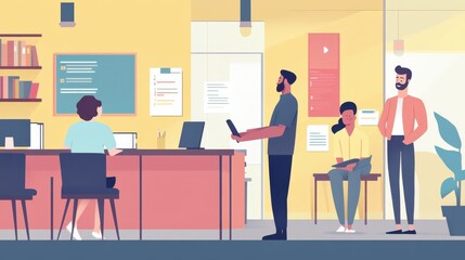 Work performance on schedule. Staff discipline. Time and attendance tracking system, office time tracking, employee time management concept. Website homepage landing web page template. illustration ,