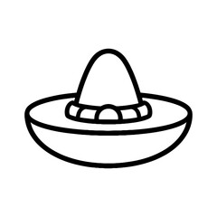 Sombrero icon in simple line art style representing Mexican culture  