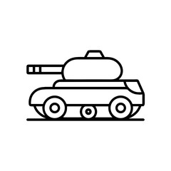 Obraz premium Line art illustration of a military tank in profile view 