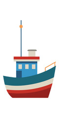 Obraz premium Cartoon Fishing Boat Illustration Cute Nautical Vessel Graphic Element Isolated