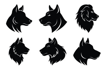  Beautiful Dog Head Silhouette Set for Logos, Cards, Posters, and Labels