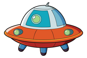 Cartoon Illustration Of A Retro Style Flying Saucer Spaceship Isolated On White