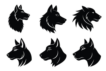 Minimalist Beautiful Dog Head Silhouette Set for Decals, and Stickers