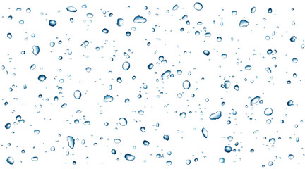 Blue water bubbles and drops spray. Realistic ice particles splash. 3D flying crystal shards. Vector droplet  or gel texture for cosmetics, carbonated drink, soap background.