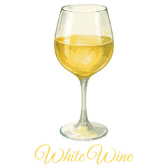 Delicate Watercolour White Wine Glass