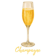 Champagne Flute in Soft Watercolor