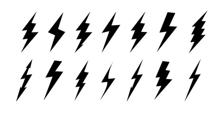 Install Lightning. Flat style vector . Lightning bolt Lightning flash icon set. Vector