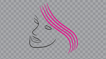 Minimalist Line Art Profile of a Woman with Pink Hair