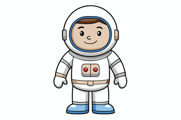 Obraz premium Cute Cartoon Astronaut Illustration Ready For Space Exploration With Smile Isolated