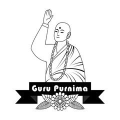 Traditional Blessing Scene for Guru Purnima Vector Illustration