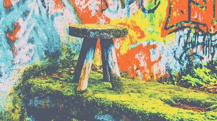 Minimal scene with a single stool, emphasizing structure, function, and visual silence for contemporary creative use.