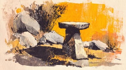 Minimal scene with a single stool, emphasizing structure, function, and visual silence for contemporary creative use.