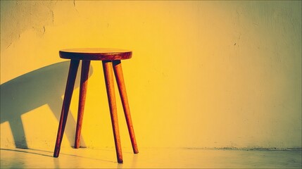 Minimal scene with a single stool, emphasizing structure, function, and visual silence for contemporary creative use.