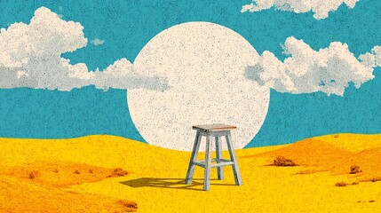 Minimal scene with a single stool, emphasizing structure, function, and visual silence for contemporary creative use.