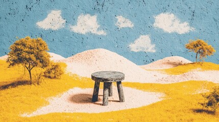 Minimal scene with a single stool, emphasizing structure, function, and visual silence for contemporary creative use.