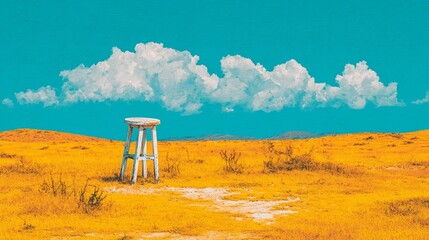 Minimal scene with a single stool, emphasizing structure, function, and visual silence for contemporary creative use.