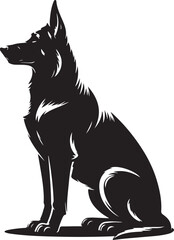 Vector black silhouette of a dog isolated on a white background.