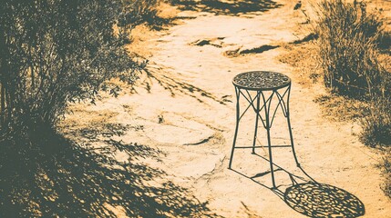 Minimal scene with a single stool, emphasizing structure, function, and visual silence for contemporary creative use.