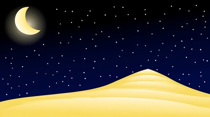 Desert at night with bright moon