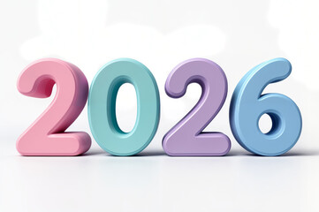 Colorful 2026 numbers in pastel shades symbolize the upcoming year and trends at the beginning of a new decade