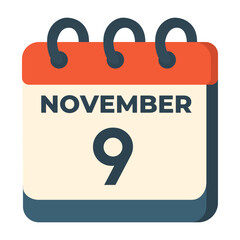 9 november calendar vector on white background
Vector calendar with date