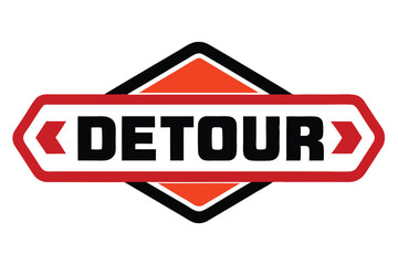 Red And Black Detour Sign Graphic Element Vector Illustration Isolated