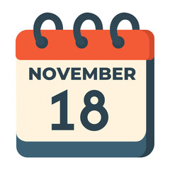 18 november calendar vector on white background
Vector calendar with date
