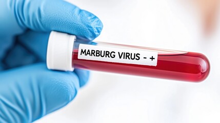 Obraz premium A person is holding a test tube of Marburg virus.