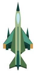 Top View Of A Green Military Fighter Jet With Geometric Design Elements