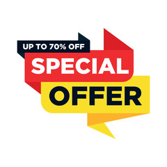 Special Offer Promotion: Dynamic graphic presents a special offer with a bold design and text, perfect for marketing and promotional needs.