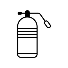 Steel oxygen tank icon in thin line - O2 gas reservoir for breathing due to medical issues, scuba diving, mountaineering or aircraft
