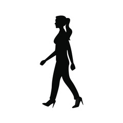 Woman walking silhouette side profile casual style
