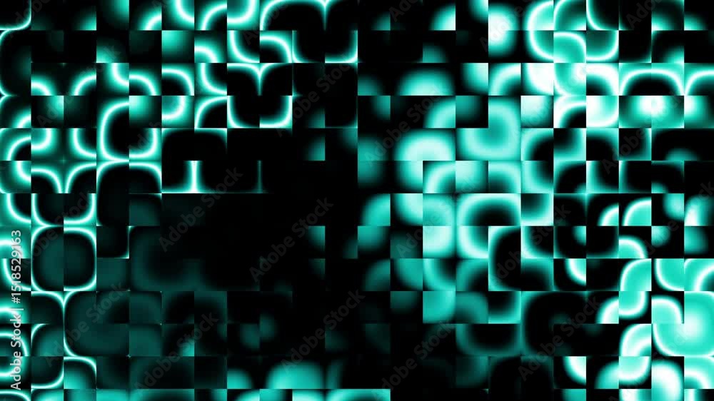 Poster teal and dark green square box pattern mosaic tile background, simple and elegant loop background