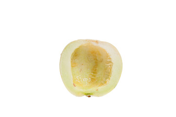 A peeled honeydew melon with slices elegantly arranged, showcasing juicy texture with translated...