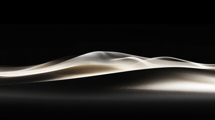 Fototapeta premium Golden, silvery, wispy streaks with a grain noise texture are seen curving horizontally on a black background