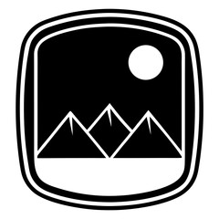 Abstract Black and White Mountain Landscape Image Icon