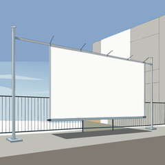 Obraz premium Blank White Billboard Mockup on Urban Street Scene