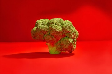 Broccoli against solid vibrant background color