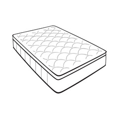 White mattress for sleeping vector isolated icon on white background.