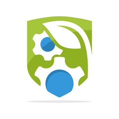 Illustration icon with the concept of environmentally friendly green industrial protection management.