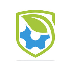 Illustration icon with the concept of environmentally friendly green industrial protection management.