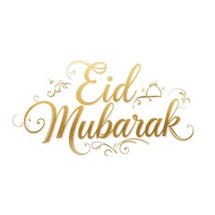 Golden eid mubarak text with elegant flourishes
