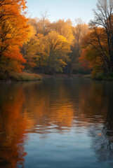 Obraz premium autumn in the park on the lake