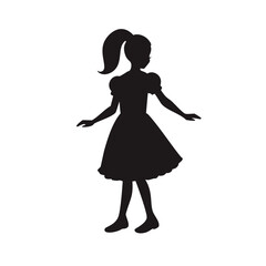 Little girl silhouette in dress posing