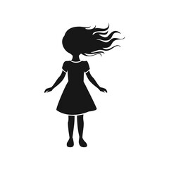 Little girl silhouette windblown hair dress