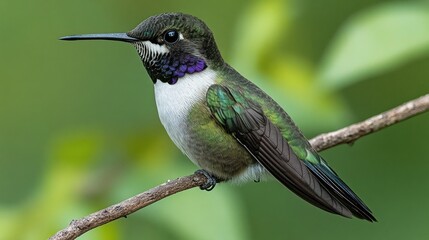 Colorful hummingbird perched on a branch