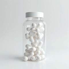 suppliments,3d suppliments bottle,realistic suppliments, transparent suppliment bootlles, tablets, nature,flowers,multiple bottles,medicine,without label,glass jar multi color,capsules, fish capsules