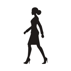 Silhouette of a businesswoman walking confidently